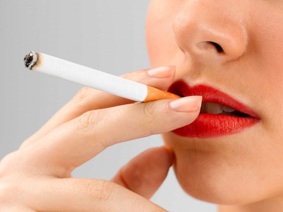 PHOTO: A close-up photo of a woman smoking a cigarette in this undated photo.