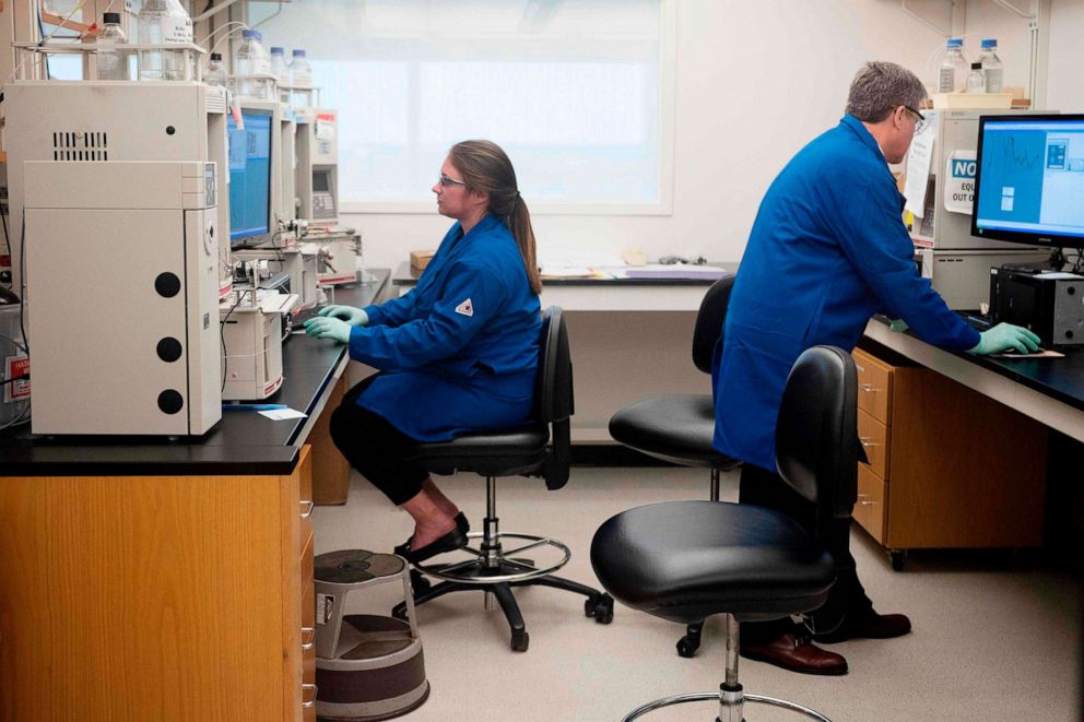 PHOTO: People work at the U.S. Centers for Disease Control and Prevention (CDC) in Atlanta, Georgia, on March 6, 2020.