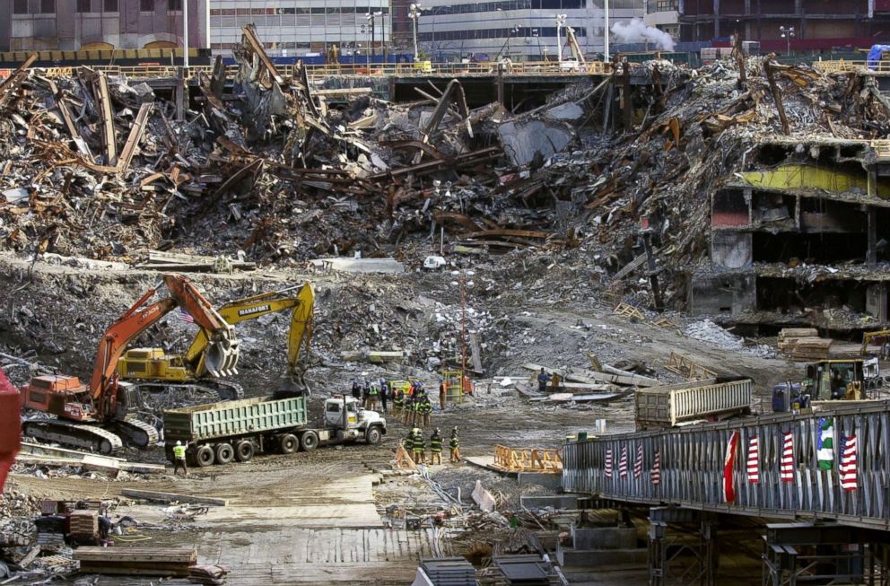 PHOTO: UNITED STATES - CIRCA 2002: The cleanup work goes on at Ground Zero, the site of the Sept. 11 terrorist attack on the World Trade Center. (Photo by Susan Watts/NY Daily News Archive via Getty Images)