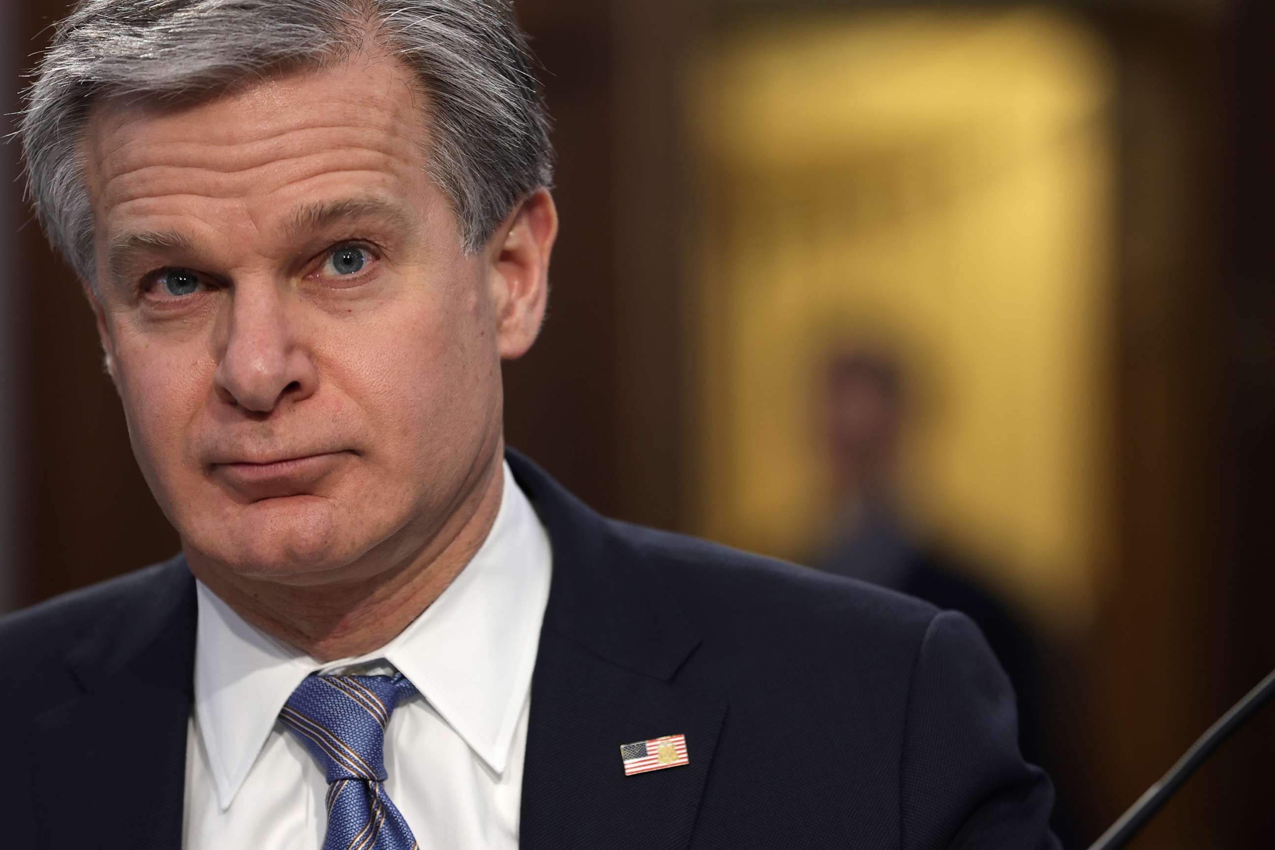 PHOTO: FBI Director Christopher Wray testifies during a hearing before the Commerce, Justice, Science, and Related Agencies Subcommittee of the House Appropriations Committee on Capitol Hill April 27, 2023 in Washington, D.C.