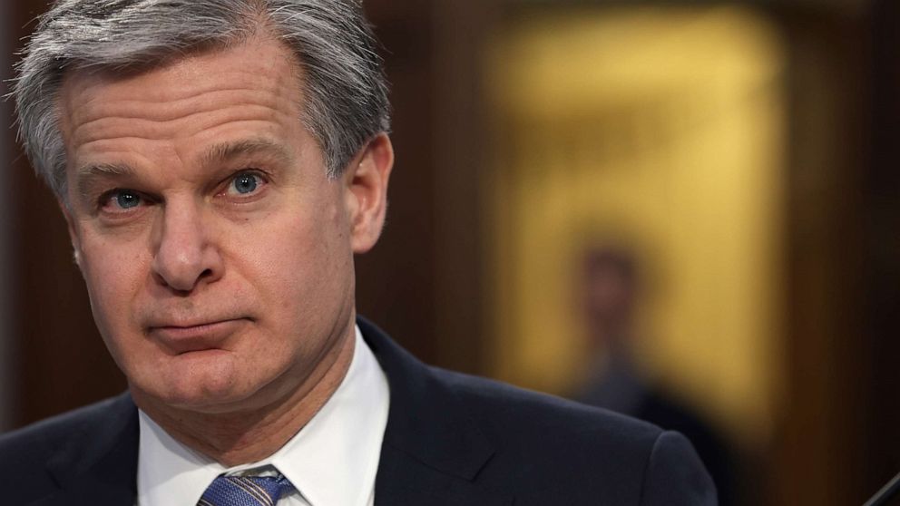 PHOTO: FBI Director Christopher Wray testifies during a hearing before the Commerce, Justice, Science, and Related Agencies Subcommittee of the Capitol Hill Housing Appropriations Committee April 27, 2023 in Washington, DC
