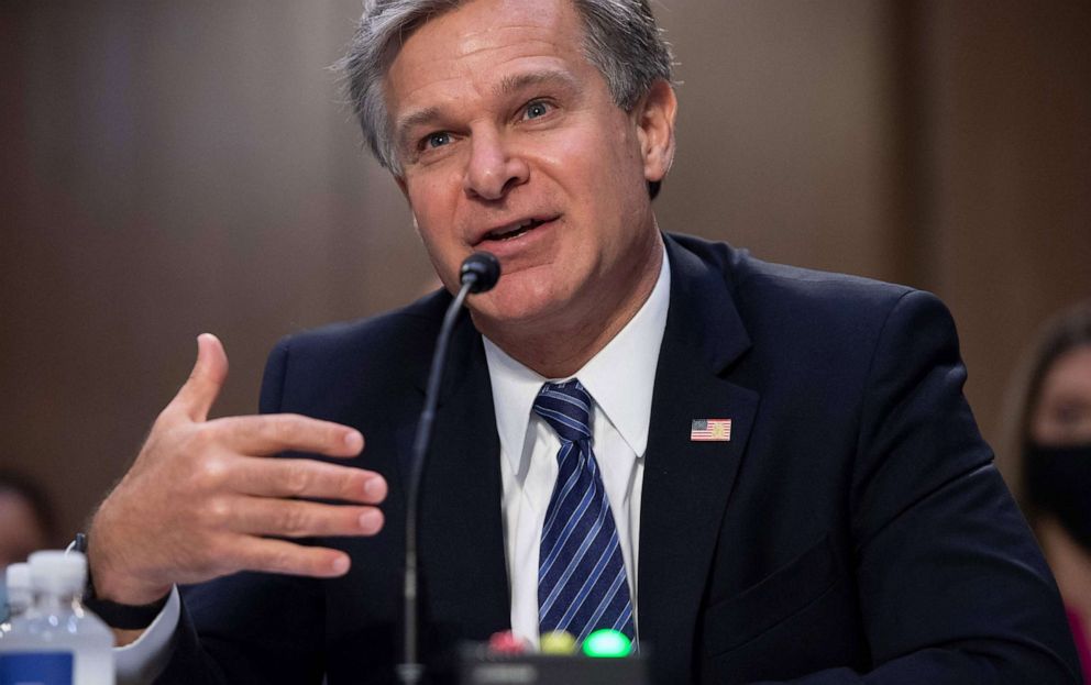 PHOTO: FBI Director Christopher Wray testifies during a Senate Judiciary hearing on Capitol Hill, Sept. 15, 2021, in Washington, D.C.