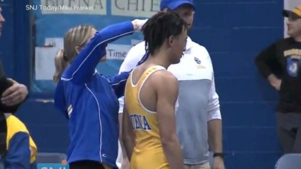 PHOTO: Andrew Johnson, a junior at Buena Regional High School was forced to cut his hair by a referee before competing in a meet on Wednesday, Dec. 19, 2018.