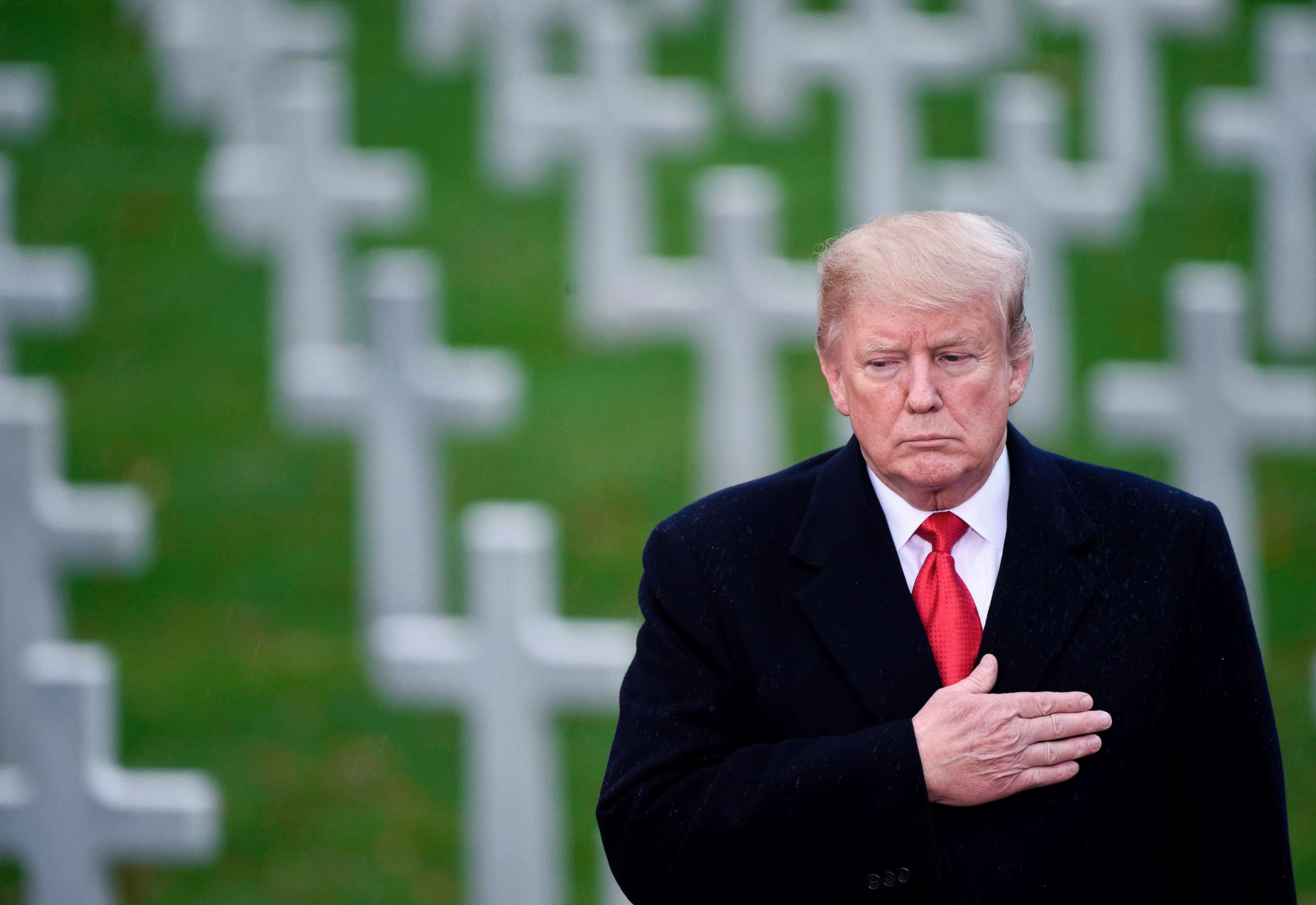 PHOTO: President Donald Trump visits the American Cemetery of Suresnes, outside of Paris, Nov. 11, 2018.