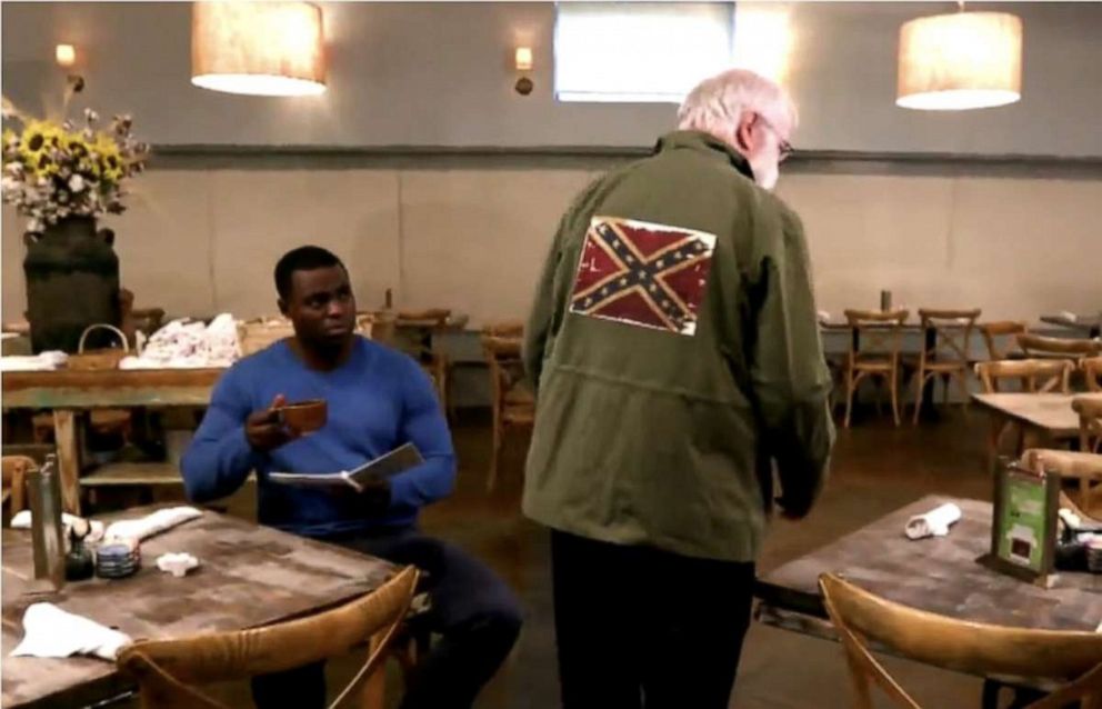 PHOTO: "WWYD" actor Phil Baker wears a jacket with a Confederate flag in a Mississippi restaurant.