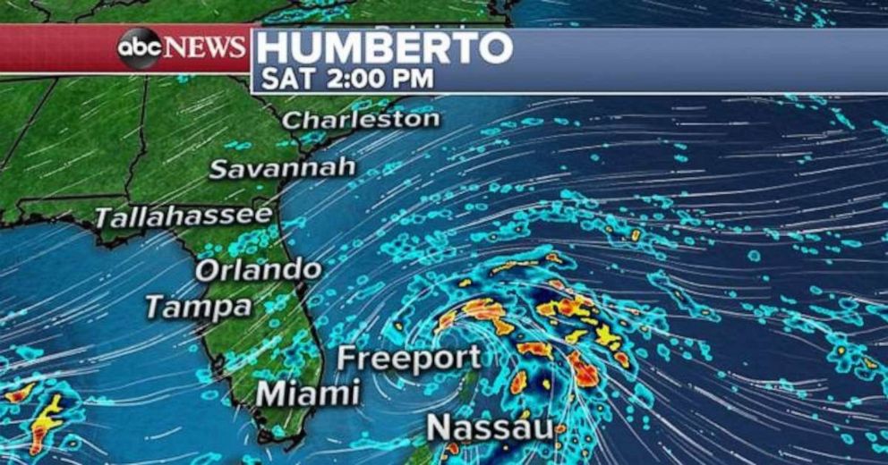 PHOTO: Tropical Storm Humberto is sits off the coast.