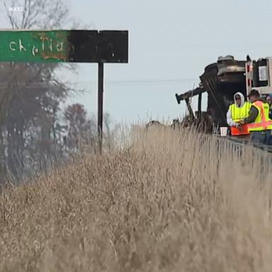 A semitractor-trailer crashed into backed-up traffic on a Michigan interstate, according to police.