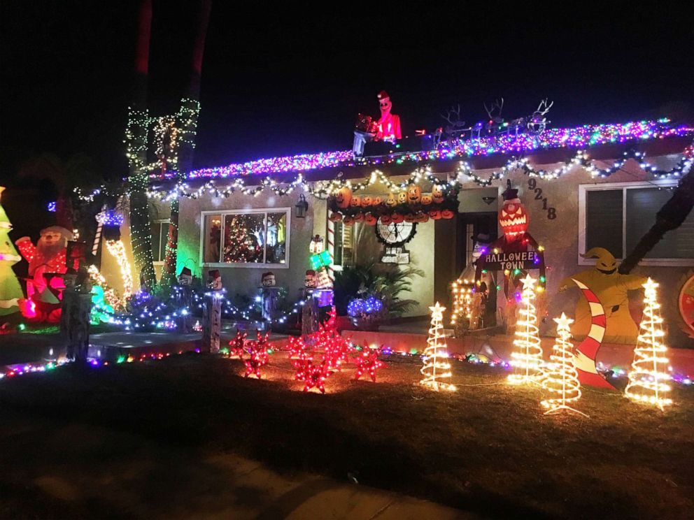 PHOTO:  In December 2018, the Jones family of Downey, Calif., were victimized when someone stole some of the Christmas display pieces from their home. They decided they would not decorate anymore.
