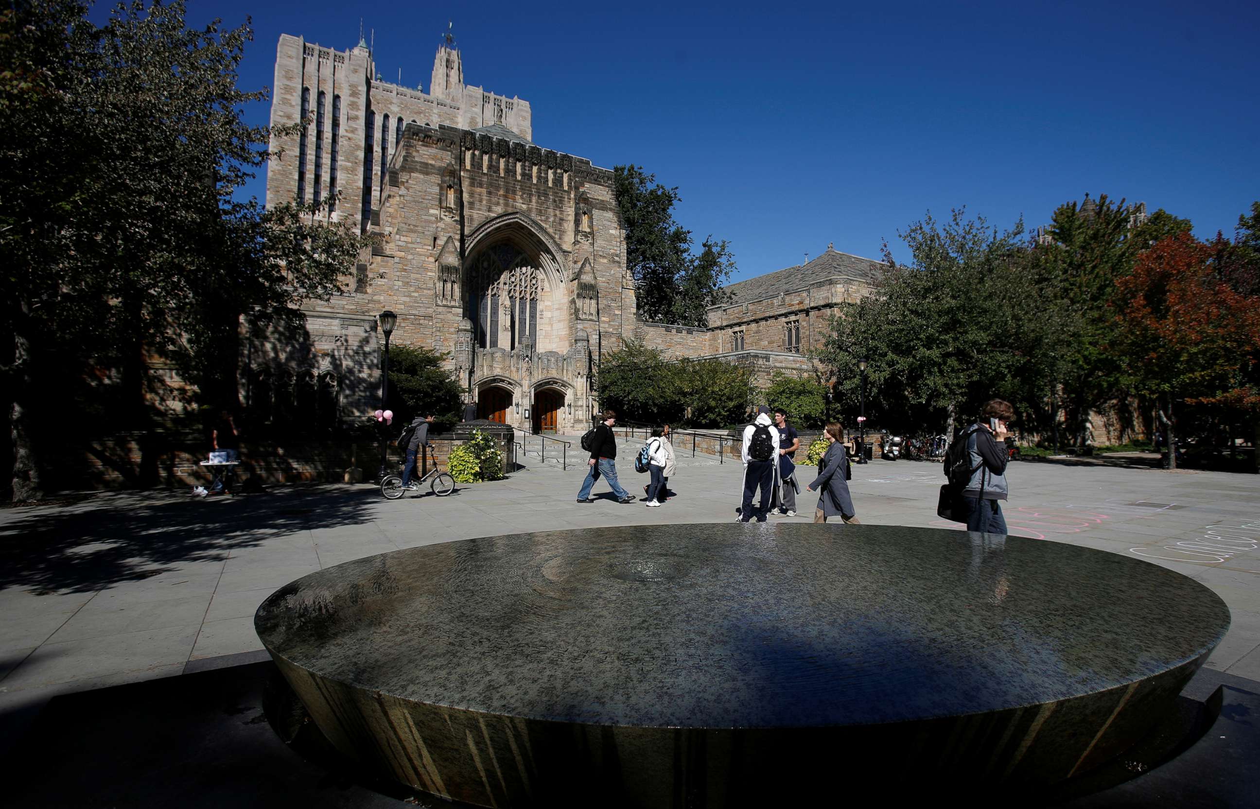 PHOTO: Students walk on the campus of Yale University in New Haven, Conn., Oct.7, 2009.