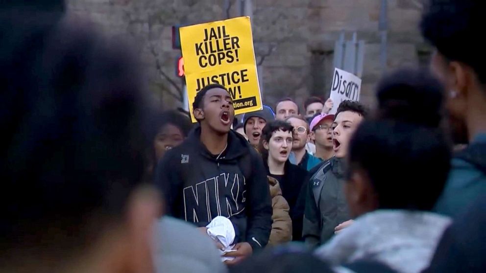 PHOTO: Students protest on the Yale campus after a recent police involved shooting.