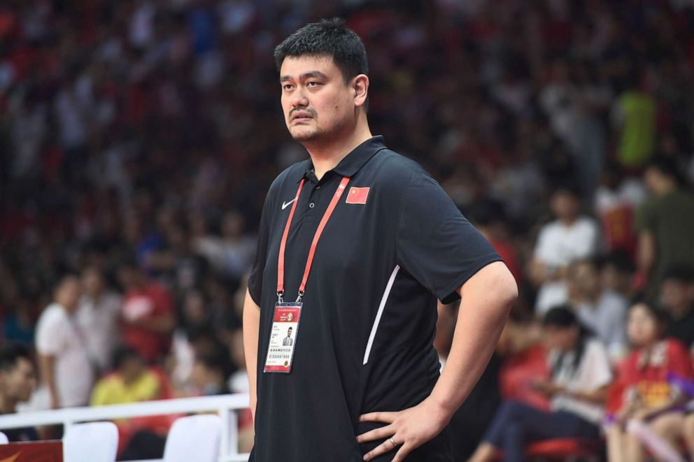 PHOTO: Yao Ming, president of Chinese Basketball Association (CBA), looks on from the bench during FIBA World Cup 2019 Group M match between China and Nigeria at Guangzhou Gymnasium on September 8, 2019, in Guangzhou, Guangdong Province of China.