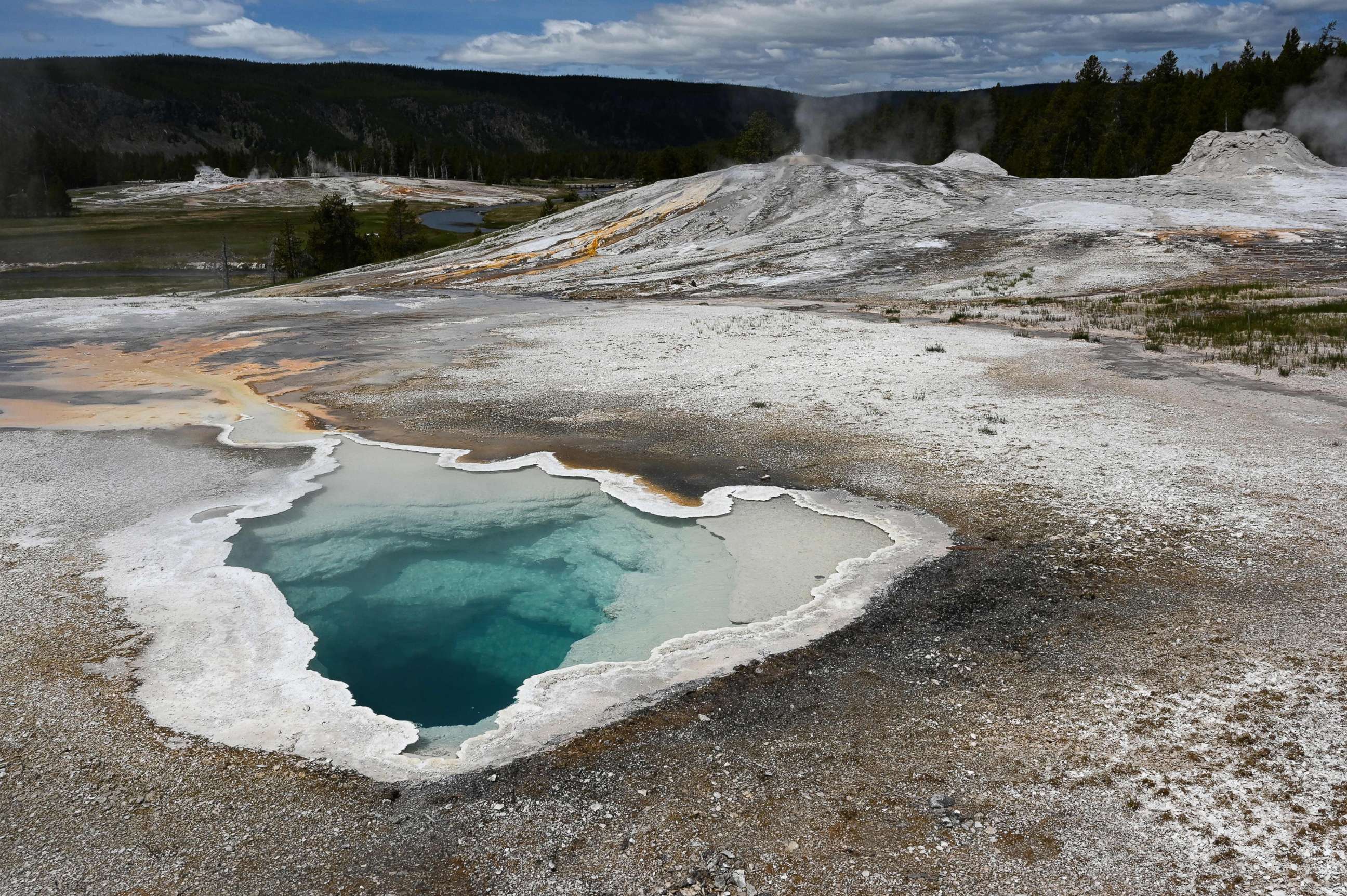 PHOTO: Heart Spring one of many geysers in Yellowstone National Park is seen in Wyoming, June 11, 2019. 