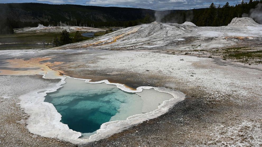 PHOTO: Heart Spring one of many geysers in Yellowstone National Park is seen in Wyoming, June 11, 2019. 