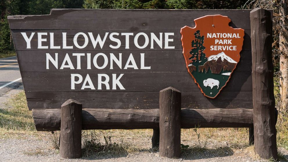 PHOTO:  The entrance sign to Yellowstone National Park.