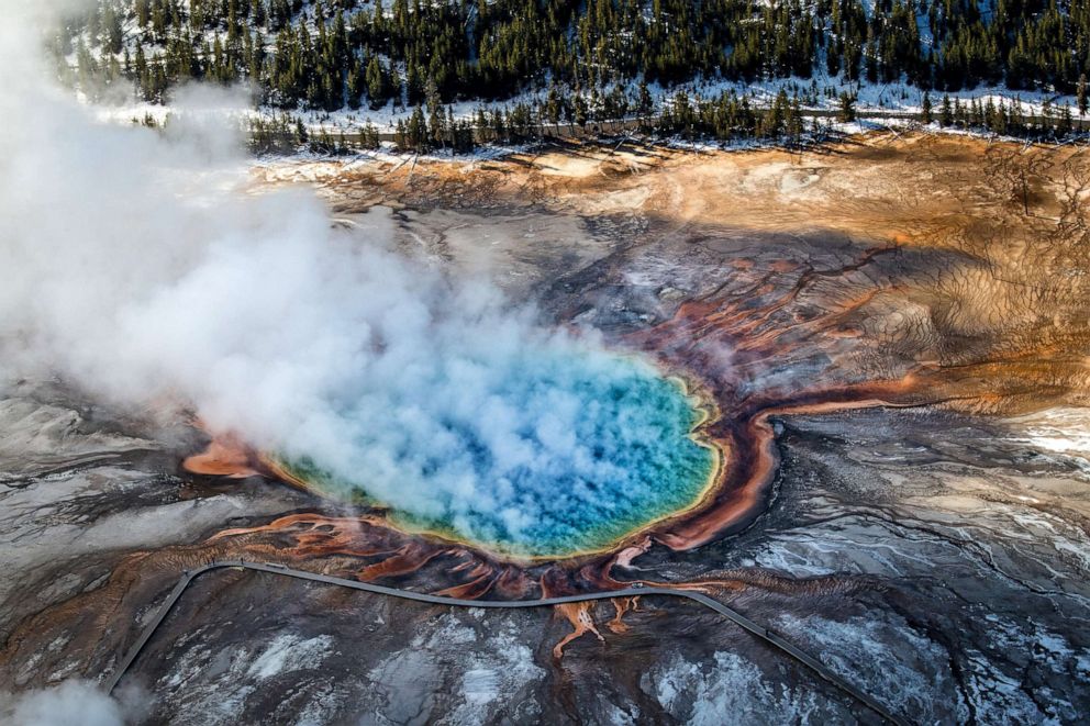PHOTO: The Grand Prismatic Spring in Yellowstone National Park, Wyoming, Oct. 16, 2018.
