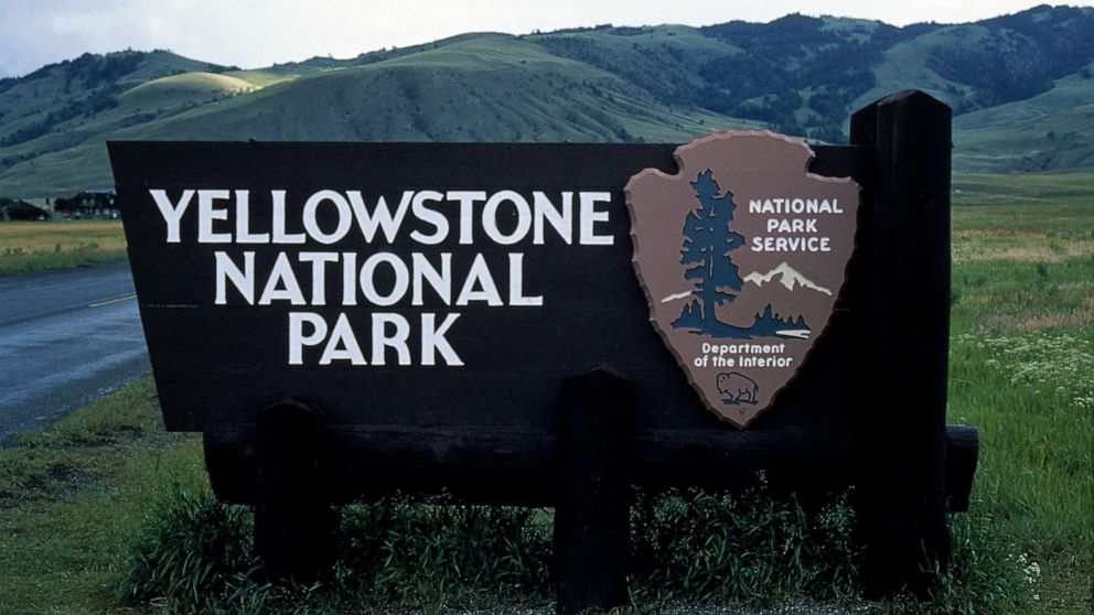 PHOTO: A sign for Yellowstone National Park in Wyoming is seen in this file photo.