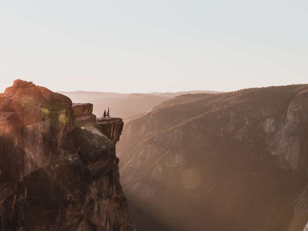 PHOTO: Photographer Matthew Dippel shared a stunning image of a couples proposal at Taft Point in Yosemite National Park. October 28, 2018