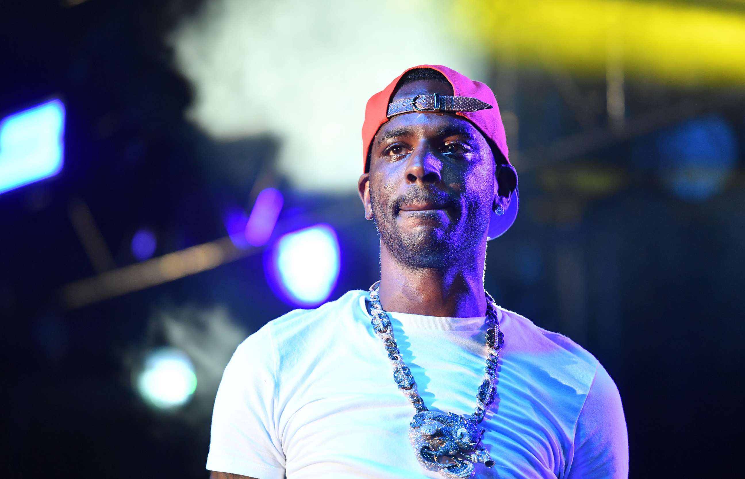 PHOTO: Rapper Young Dolph performs on stage during the Parking Lot Concert series at Gateway Center Arena on Aug. 23, 2020 in College Park, Georgia.