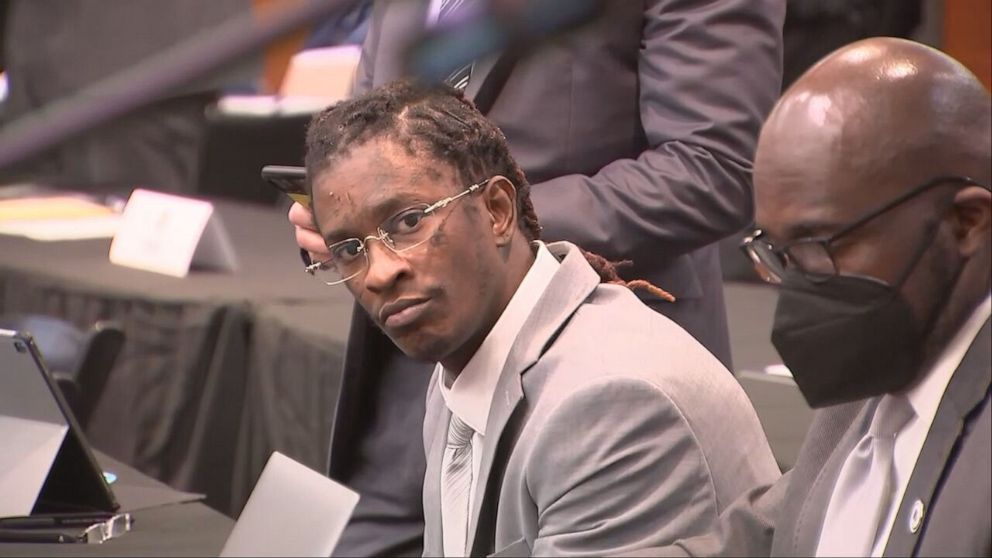 PHOTO: Rapper Young Thug, whose legal name is Jeffrey Williams, will appear in court on January 4, 2023 for the start of jury selection as he faces charges in Atlanta, Georgia.