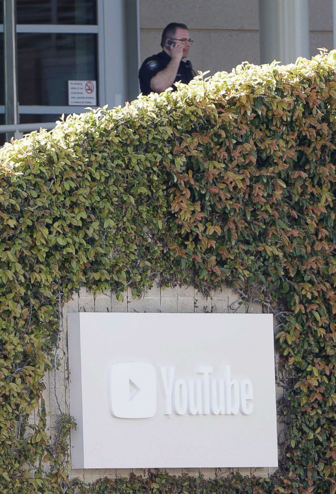 PHOTO: A law enforcement officer stands at an entrance to a YouTube office in San Bruno, Calif., April 3, 2018.
