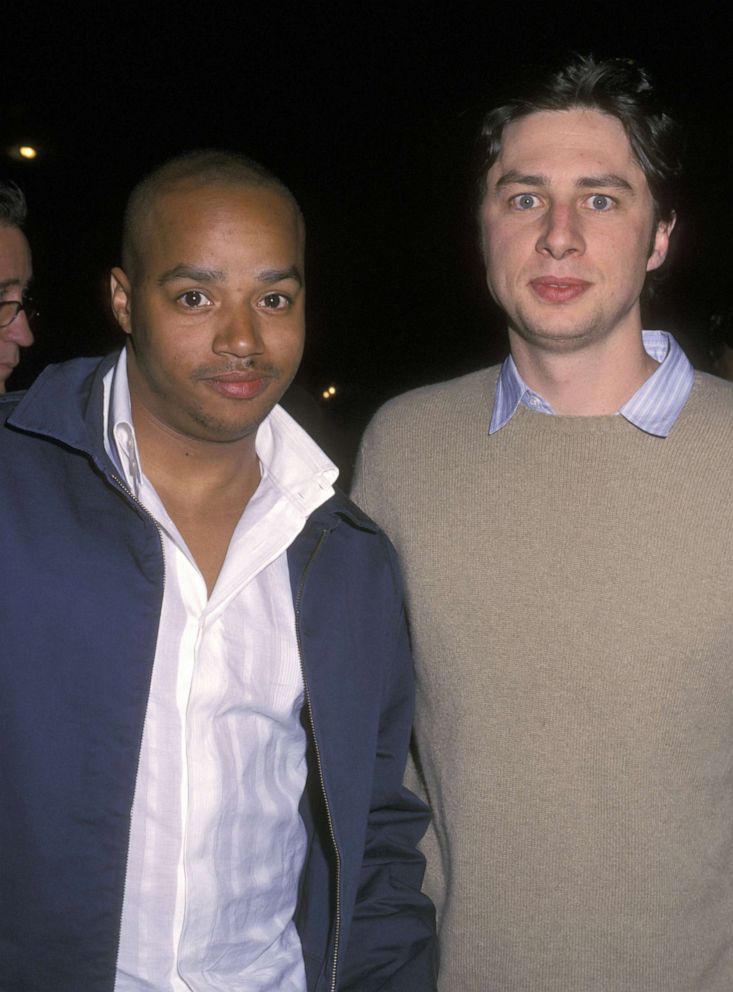 PHOTO: Zach Braff and Donald Faison seen in a paparazzi photo outside Barolo restaurant in New York after midnight on May 11, 2002.
