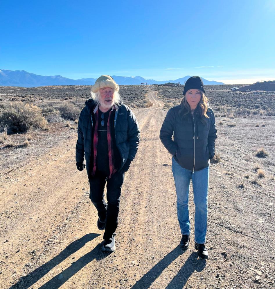 PHOTO: Michael Reynolds talks with ABC News Chief Meteorologist and Chief Climate Correspondent Ginger Zee outside Taos, New Mexico.