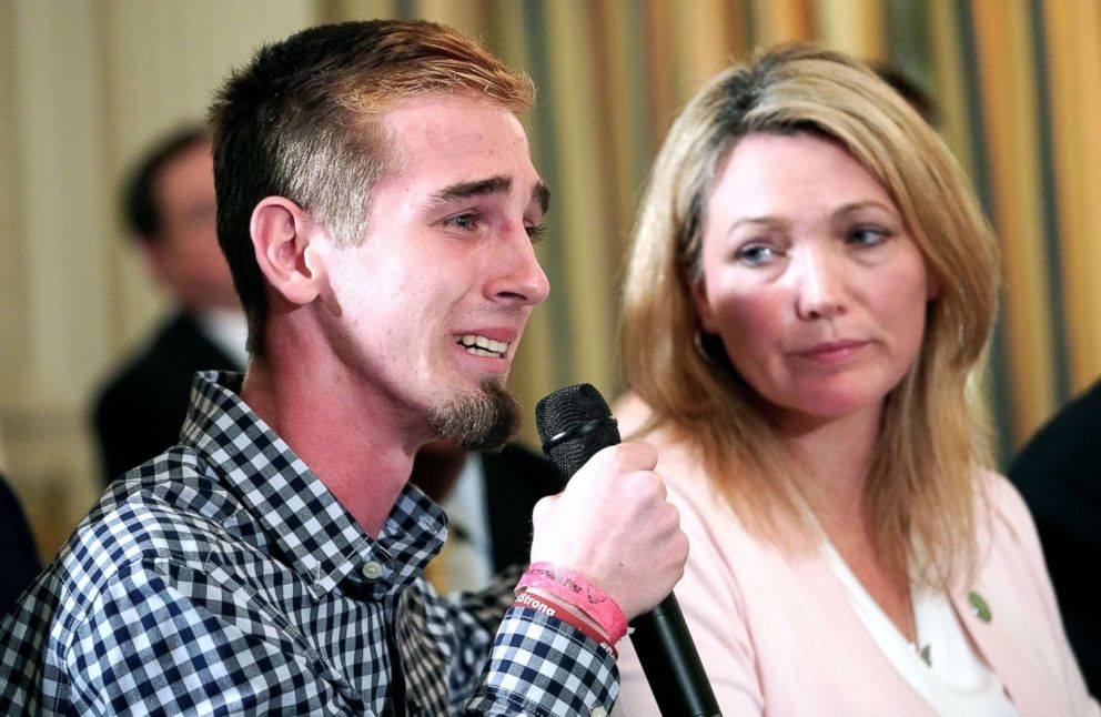 PHOTO: Marjory Stoneman Douglas High School shooting survivor Samuel Zeif speaks during a listening session on gun violence with President Donald Trump, teachers and students at the White House, Feb. 21, 2018.