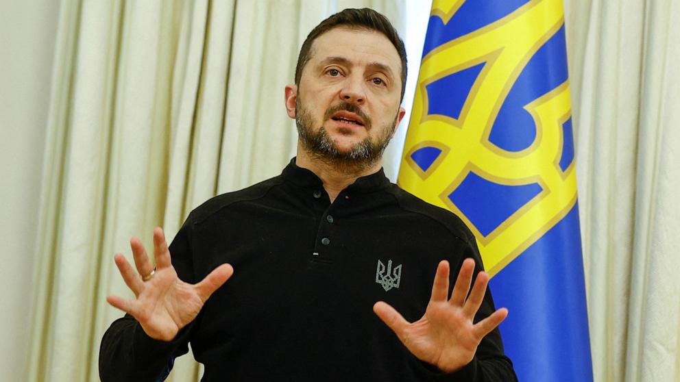 PHOTO: Ukraine's President Volodymyr Zelenskyy speaks during a press conference in Kyiv, Ukraine Feb. 26, 2025.