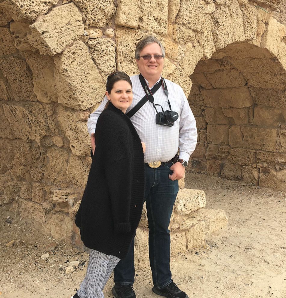 PHOTO: Youras Ziankovich with his wife, Alena Denisavets.