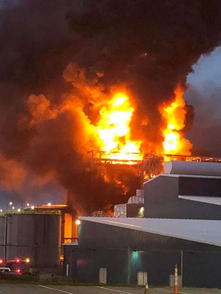 PHOTO: A fire broke out at the American Zinc Products facility in Mooresboro N.C., April 29, 2019.