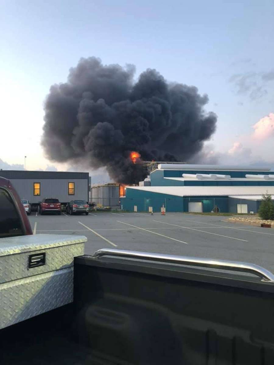 PHOTO: A fire broke out at the American Zinc Products facility in Mooresboro N.C., April 29, 2019.