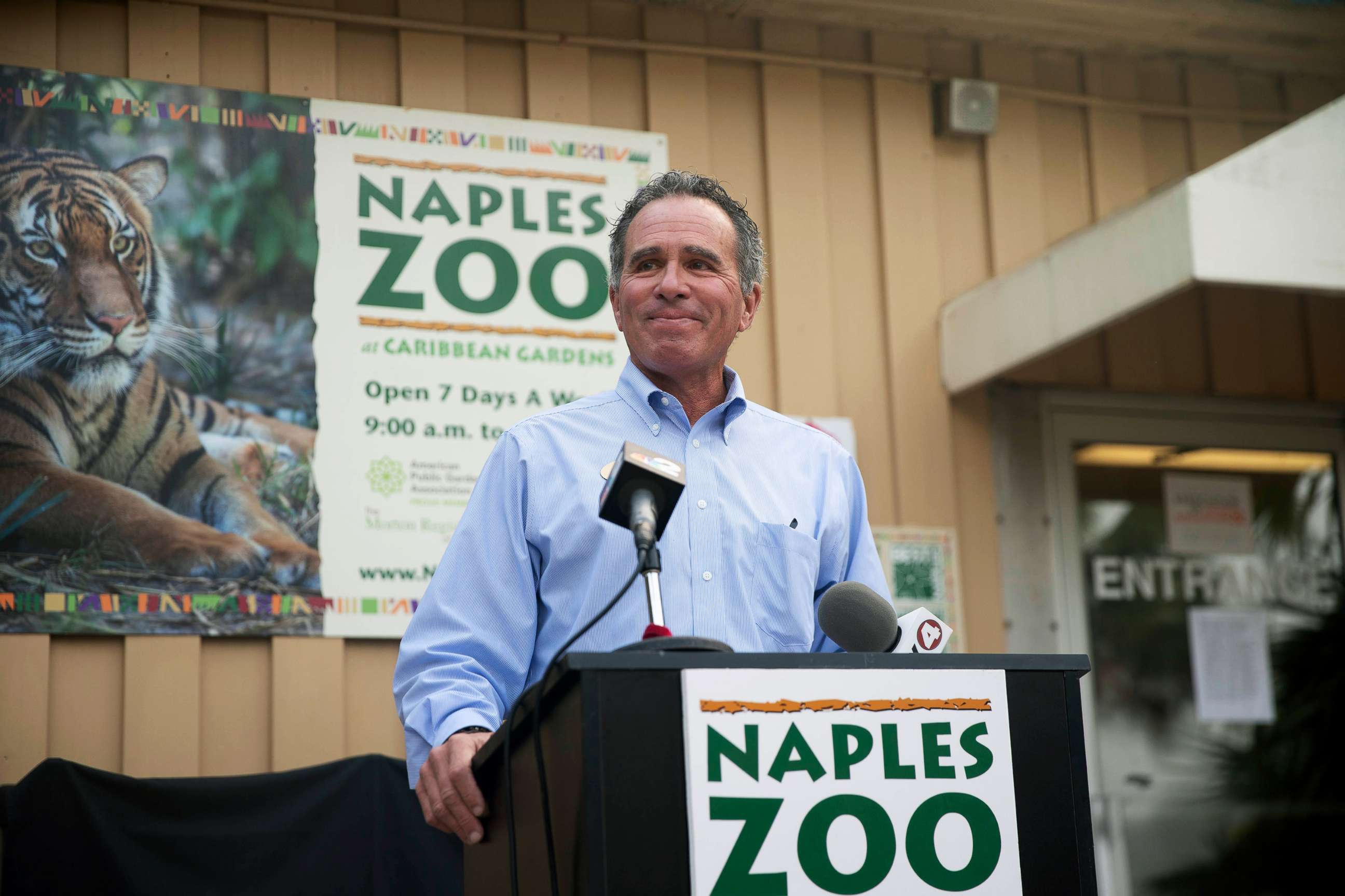 PHOTO: Naples Zoo at Caribbean Gardens President and CEO Jack Mulvena speaks during a press conference, Dec. 31, 2021, about the shooting death of Eko the tiger at the zoo.