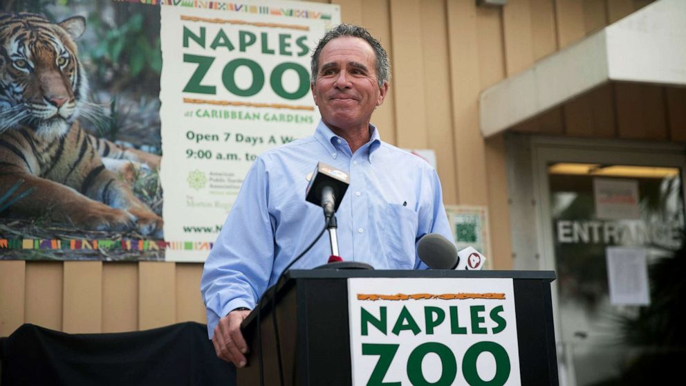 PHOTO: Naples Zoo at Caribbean Gardens President and CEO Jack Mulvena speaks during a press conference, Dec. 31, 2021, about the shooting death of Eko the tiger at the zoo.