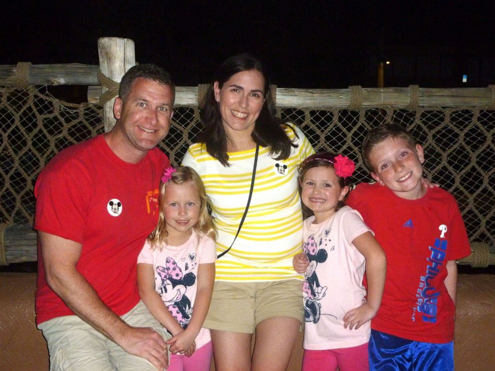 PHOTO: Edward Zubrzycki with his then pregnant wife Rachel Zubrzycki and their three children in 2012 at Disney World. Edward, 43, was a sergeant detective with the Burlington County Prosecutor's Office who died by suicide in May 2015.