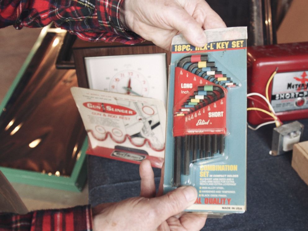 PHOTO:Robert Nepper shows his colored Allen wrenches invention, in his garage in St. Paul, MN.