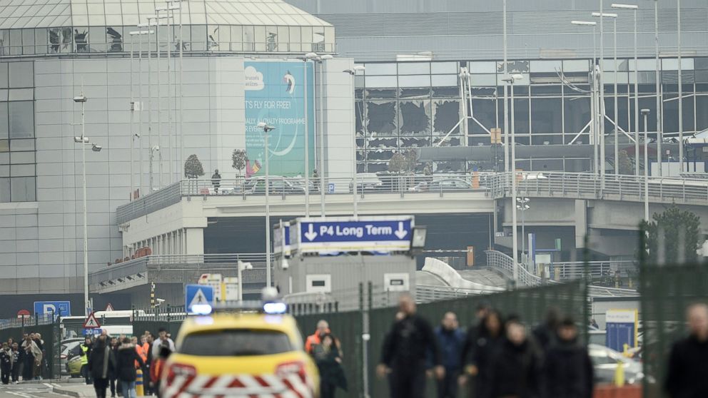 People are evacuated from Brussels Airport, in Zaventem, March 22, 2016.