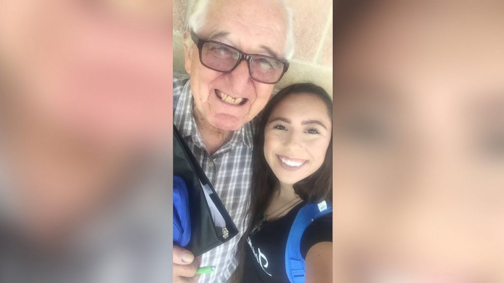 PHOTO: Rene Neira, 82, and his granddaughter Melanie Salazar, 18, are classmates at Palo Alto College in Texas.
