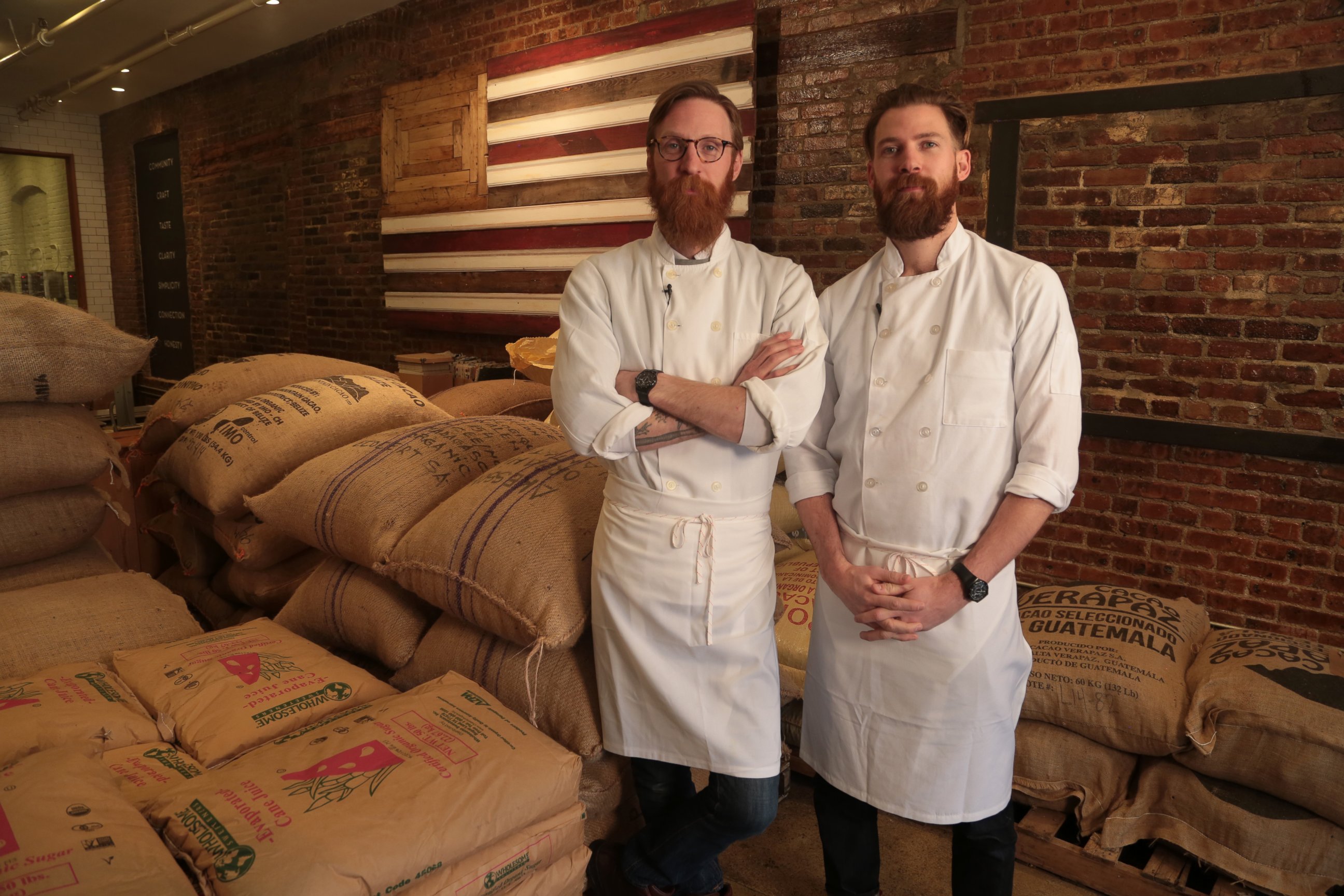 PHOTO: Rick and Michael Mast at their Brooklyn, NY chocolate factory, Mast Brothers Chocolate.