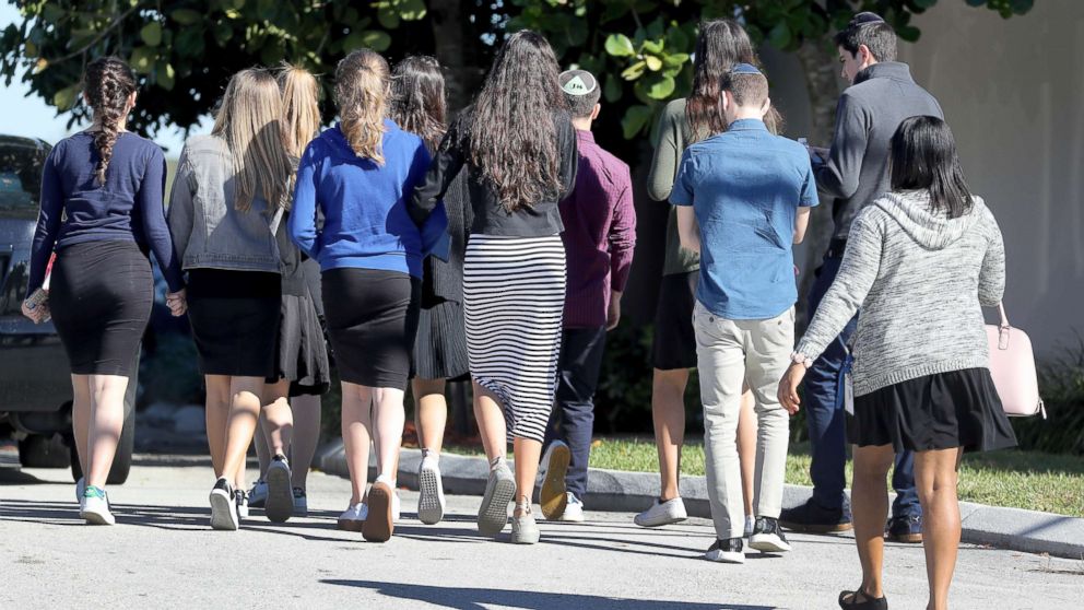PHOTO: People arrive before a funeral service for Alyssa Alhadeff at the Star of David Funeral Chapel in North Lauderdale, Fla., Feb. 16, 2018. Alhadeff was one of the victims of Wednesday shooting at Marjory Stoneman Douglas High School.