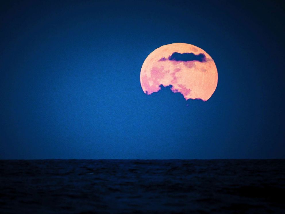 PHOTO: The full moon is seen over Punta Cana, Sept. 16, 2016 in Dominican Republic, Punta Cana.