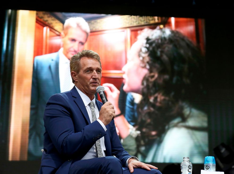 PHOTO: Sen. Jeff Flake speaks at the Forbes 30 Under 30 Summit, Monday, Oct. 1, 2018, in Boston.