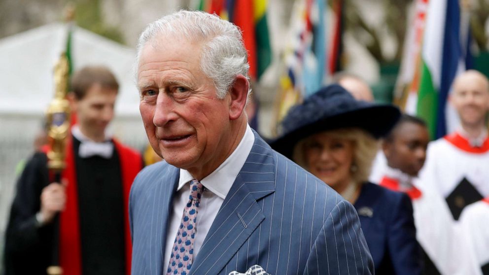 PHOTO: In this Monday, March 9, 2020 file photo, Britain's Prince Charles and Camilla the Duchess of Cornwall, in the background, leave after attending the annual Commonwealth Day service at Westminster Abbey in London, Monday, March 9, 2020.