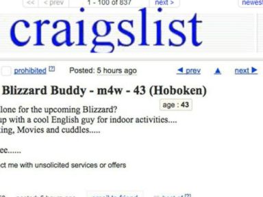 Seeking 'Blizzard Buddy' on Craigslist