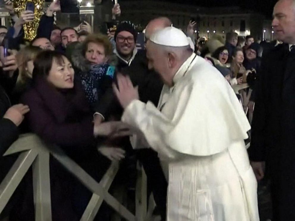 Don&#39;t bite!&quot; Pope negotiates papal kiss after controversy - ABC News