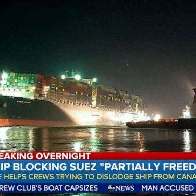 VIDEO: Ship stuck in Suez Canal ‘partially freed’ overnight