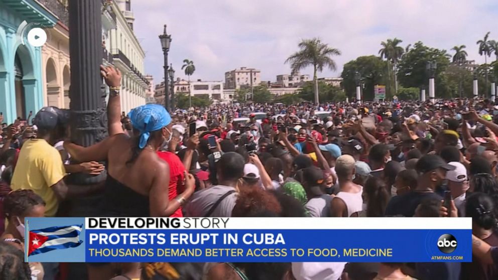 Video Thousands protest food and medicine shortages in Cuba ABC News