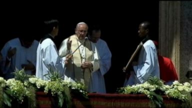 Easter Celebration: The people's Pope Signals to the Crowd