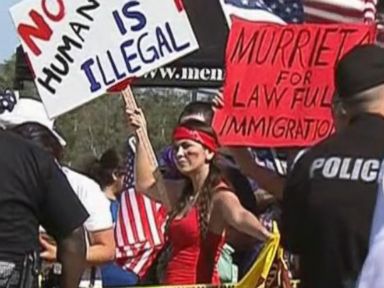 VIDEO: Residents Protest Both Sides of the Immigration Issue