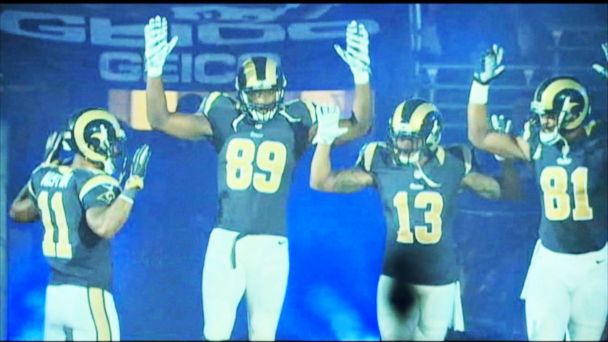 St. Louis Rams' hands-up gesture animates Ferguson protests – The Denver  Post