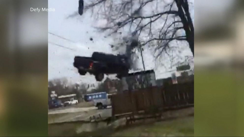 Police chase ends with car flying through the air